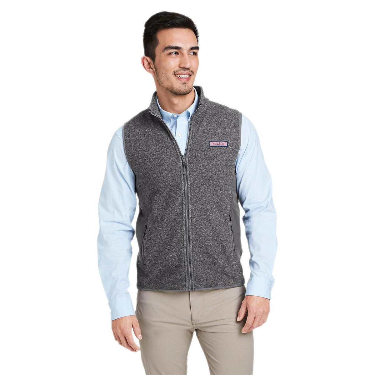 no-logo  Vineyard Vines Harbor Fleece Vest-Outerwear-Vineyard Vines-Charcoal Heather-S-Thread Logic