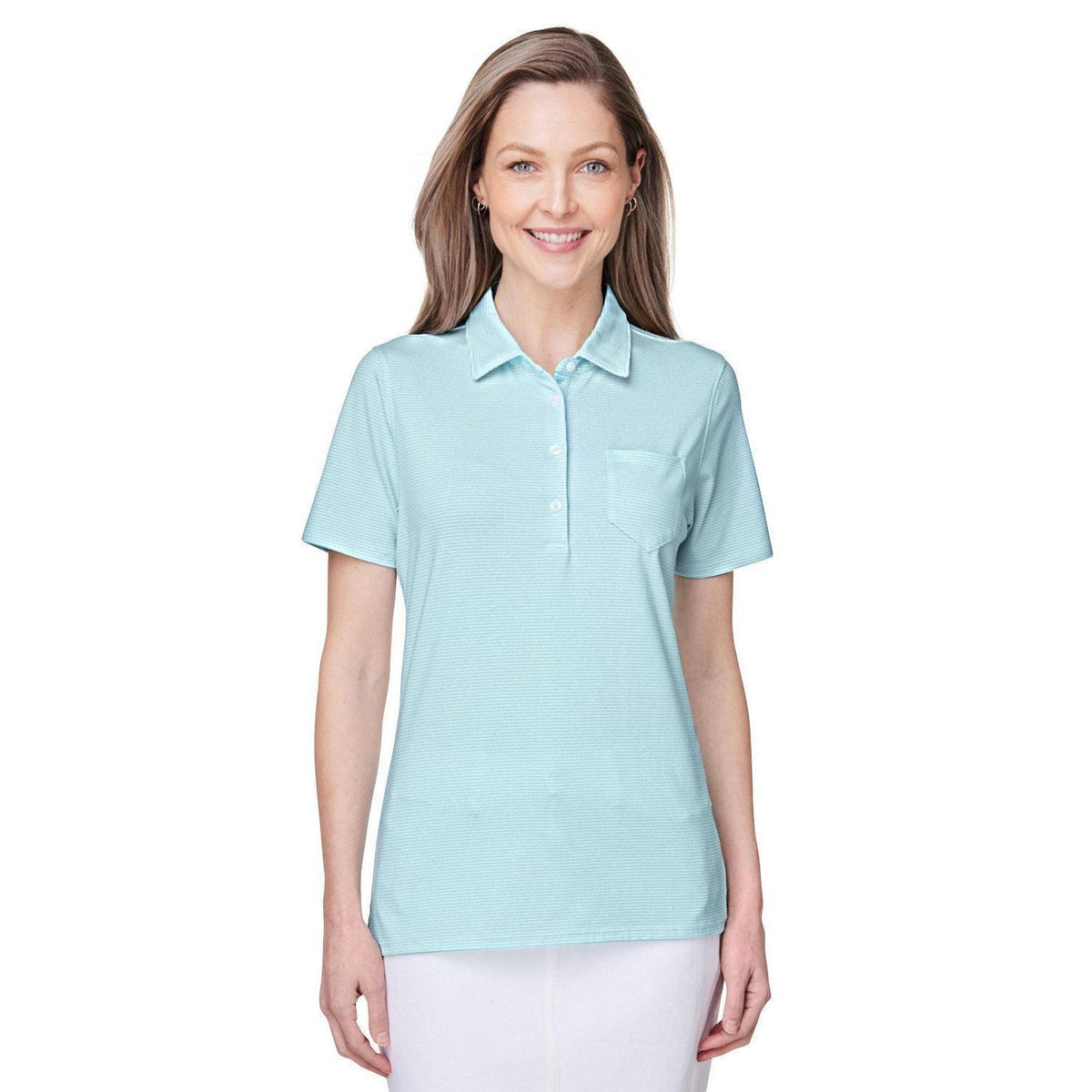 no-logo  Vineyard Vines Ladies Fanshell Polo-Polos-Vineyard Vines-Crystal Blue-XS-Thread Logic
