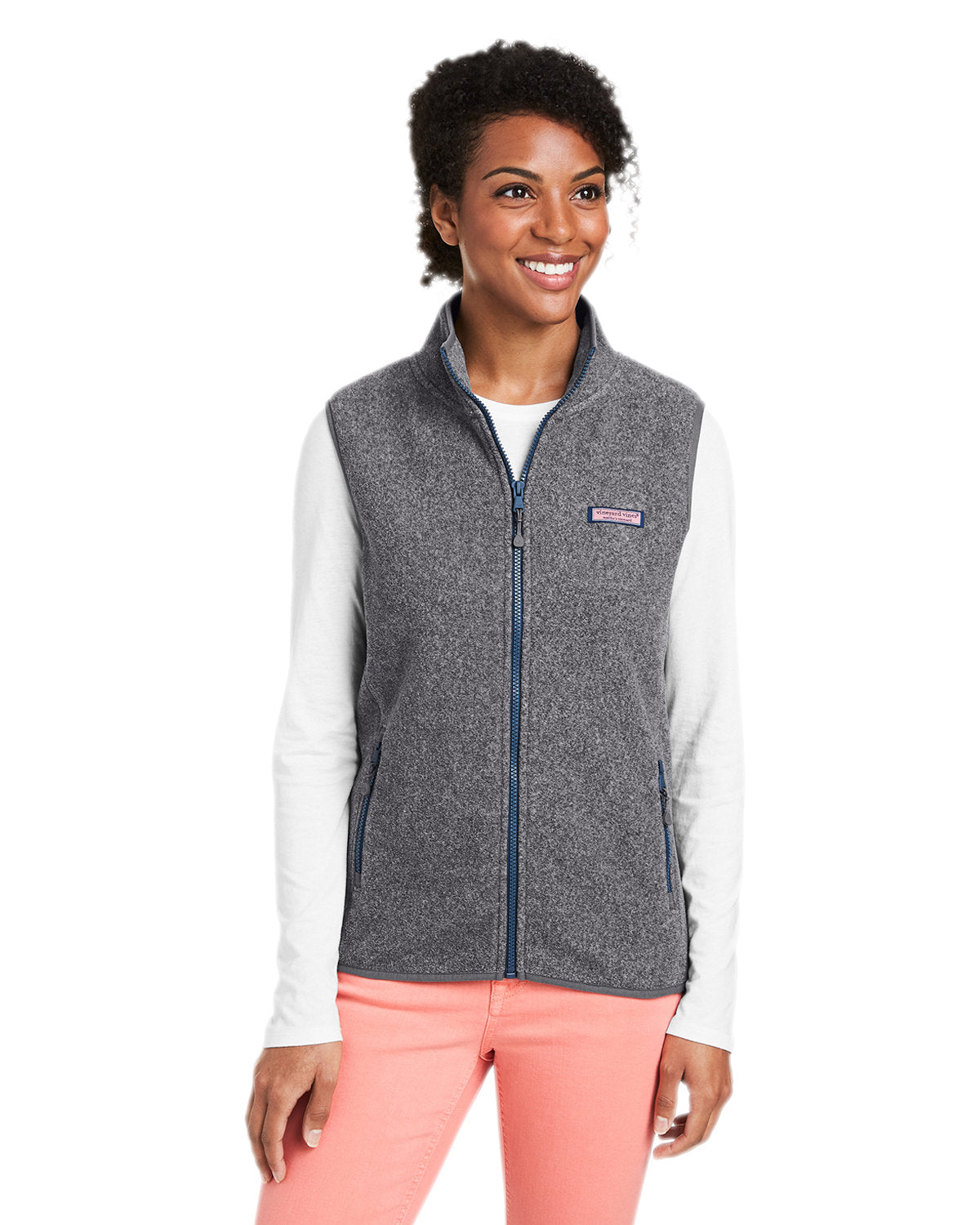  Vineyard Vines Ladies Harbor Fleece Vest-Outerwear-Vineyard Vines-Charcoal Heather-XS-Thread Logic