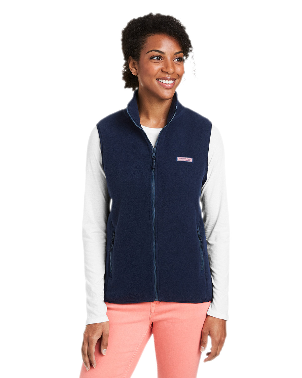  Vineyard Vines Ladies Harbor Fleece Vest-Outerwear-Vineyard Vines-Vineyard Navy-XS-Thread Logic