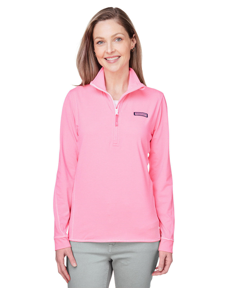  Vineyard Vines Ladies Microstripe Sankaty Half-Zip Pullover-Knits and Layering-Vineyard Vines-Knockout Pink-XS-Thread Logic