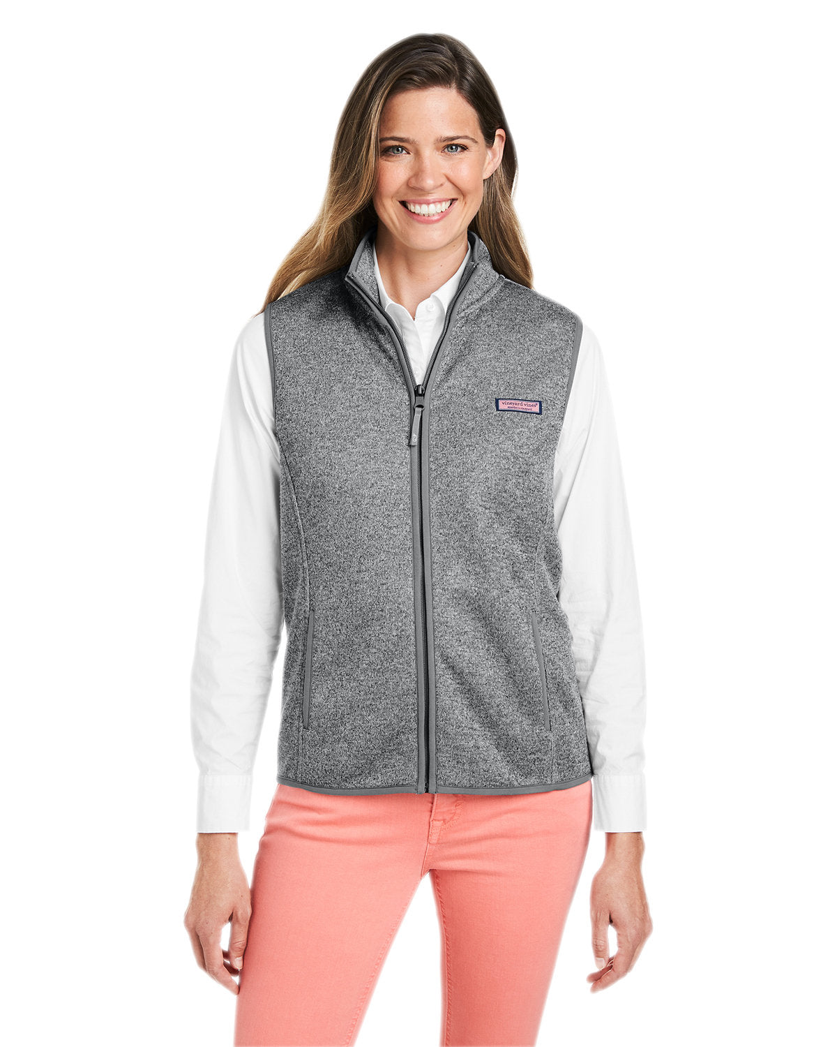  Vineyard Vines Ladies Sweater Fleece Vest-Outerwear-Vineyard Vines-Grey Heather-XS-Thread Logic