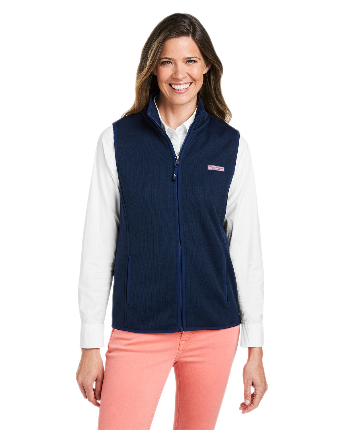  Vineyard Vines Ladies Sweater Fleece Vest-Outerwear-Vineyard Vines-Vineyard Navy-XS-Thread Logic