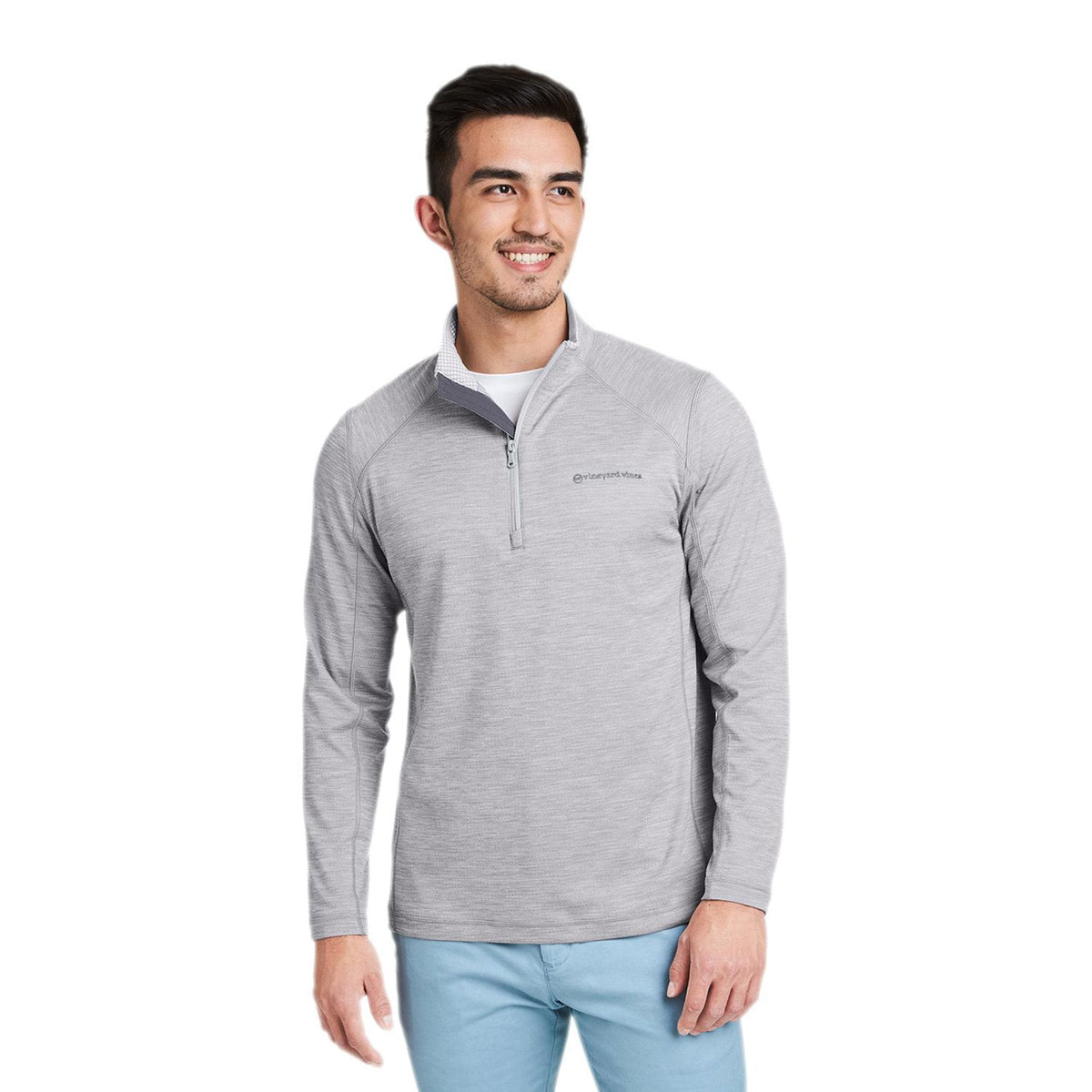 no-logo  Vineyard Vines Sankaty Quarter-Zip Pullover-Knits and Layering-Vineyard Vines-Grey Heather-S-Thread Logic
