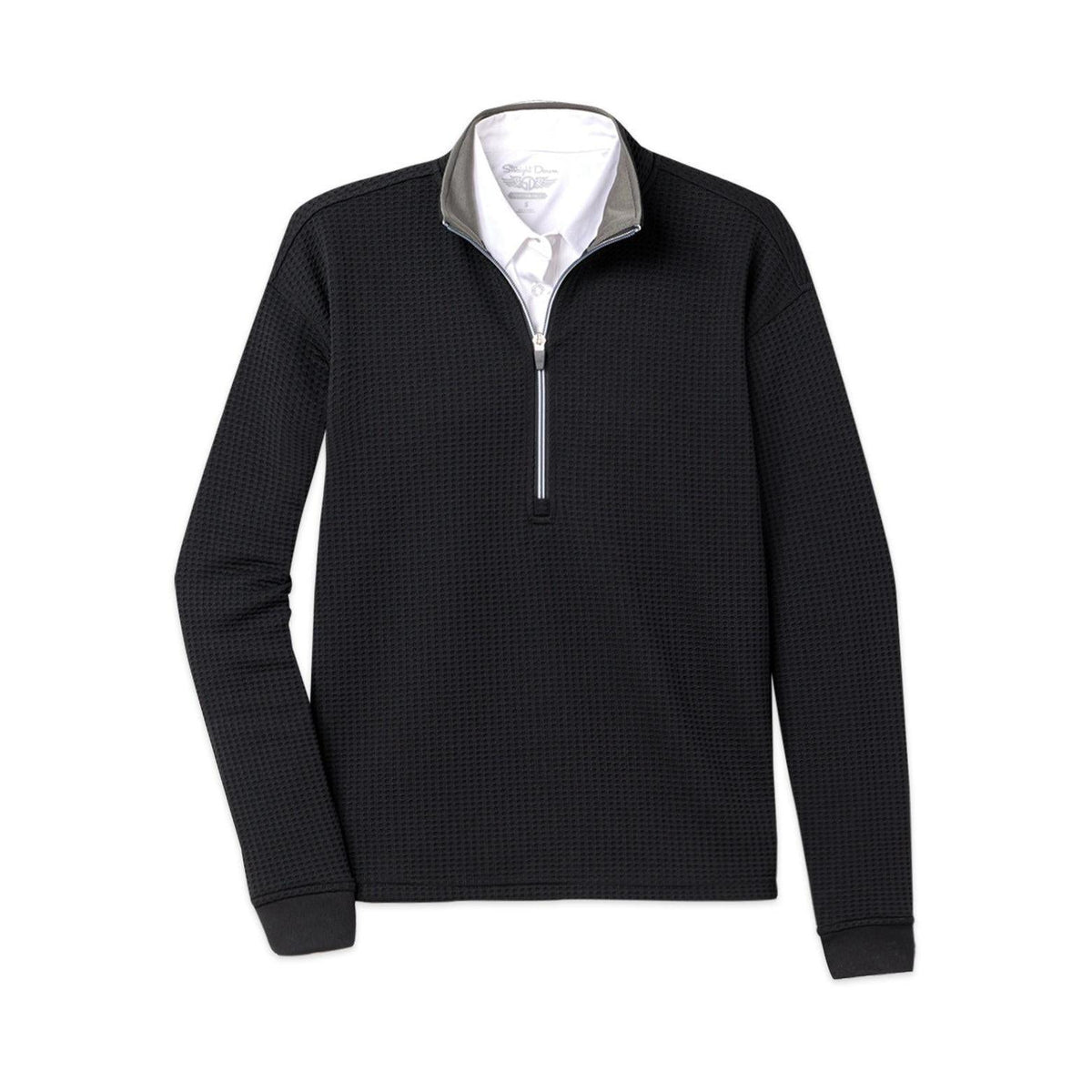 no-logo Straight Down Ladies Opal Quarter Zip-Quarter Zips-Straight Down-Black-S-*Specialty Item* (may take longer to process and ship separately)-Thread Logic
