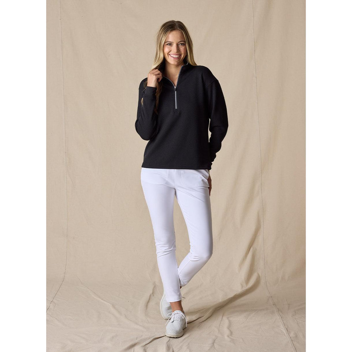 no-logo Straight Down Ladies Opal Quarter Zip-Quarter Zips-Straight Down-Thread Logic