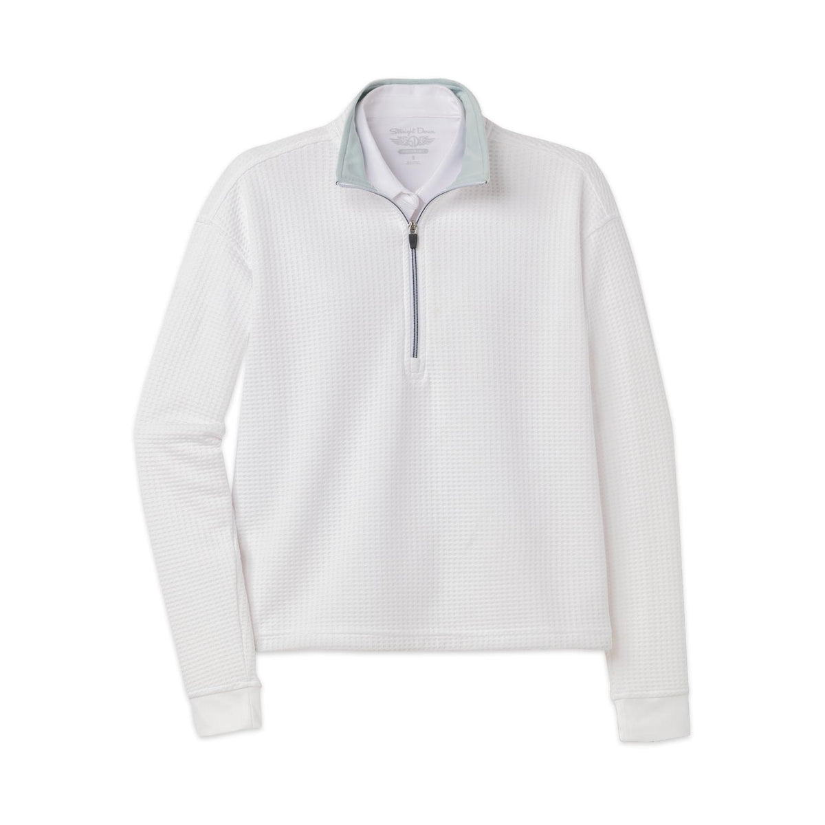 no-logo Straight Down Ladies Opal Quarter Zip-Quarter Zips-Straight Down-White-S-*Specialty Item* (may take longer to process and ship separately)-Thread Logic