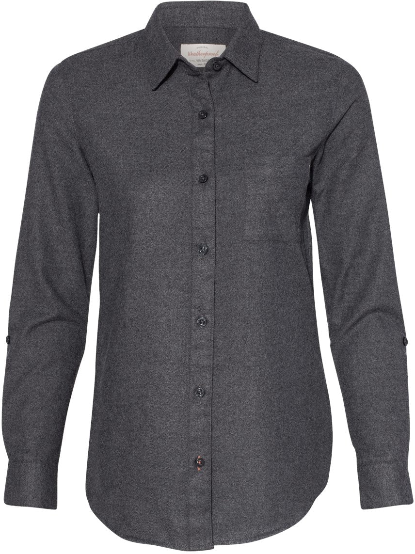 Weatherproof Ladies Vintage Brushed Flannel Solid Shirt-Ladies Dress Shirts-Weatherproof-Meteorite-S-Thread Logic