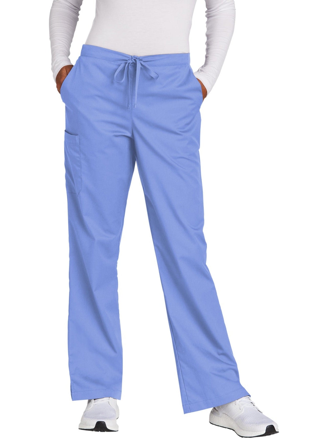 no-logo WonderWink Ladies Petite WorkFlex Flare Leg Cargo Pant - SOLD BLANK-Regular-Wonderwink-Ceil Blue-2XLP-Thread Logic