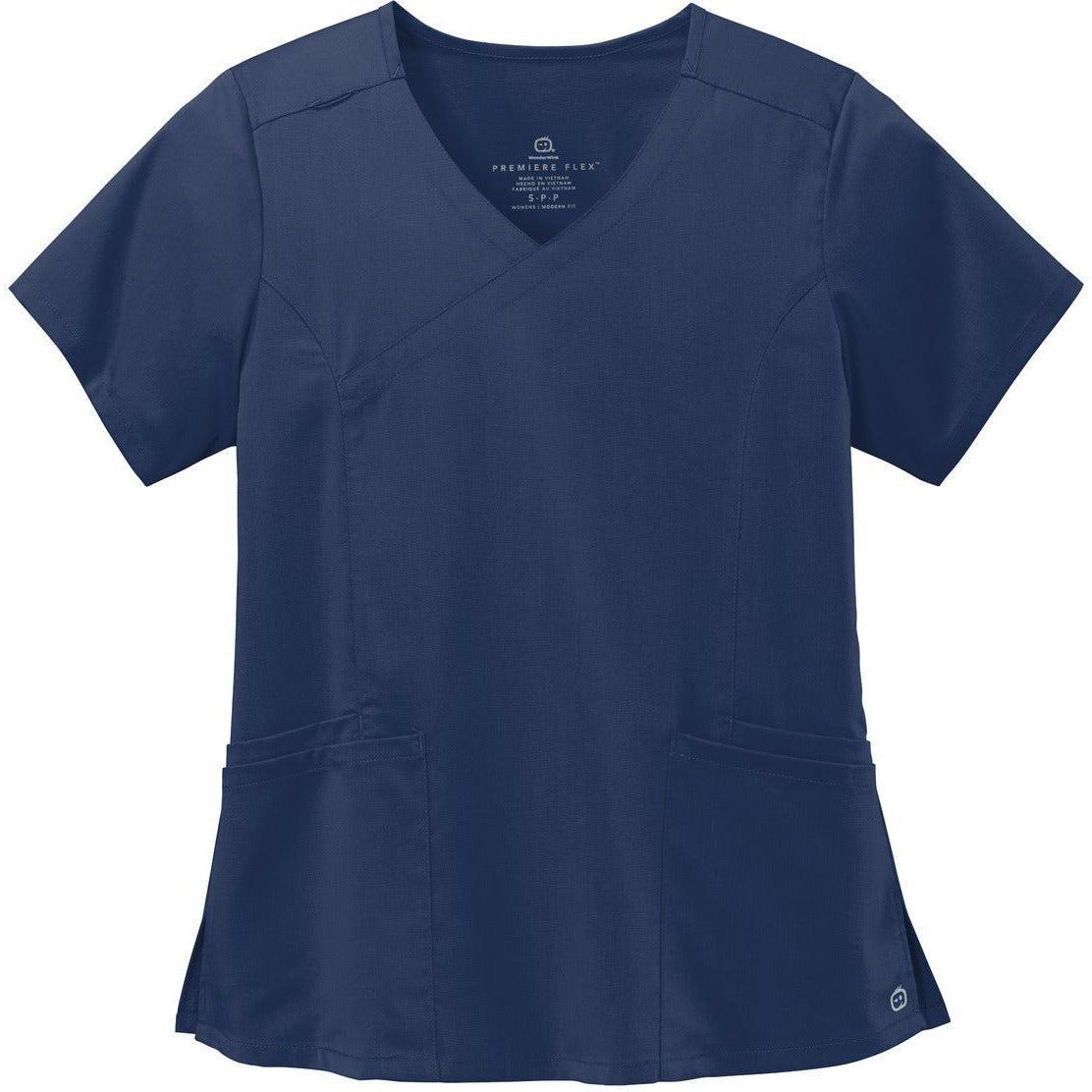no-logo WonderWink Ladies Premiere Flex Mock Wrap Top