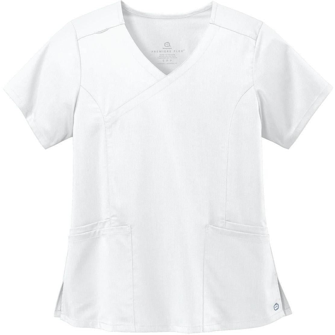 no-logo WonderWink Ladies Premiere Flex Mock Wrap Top