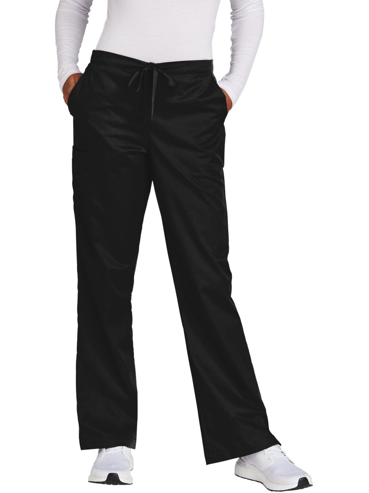 no-logo WonderWink Ladies Tall WorkFlex Flare Leg Cargo Pant - SOLD BLANK-Regular-Wonderwink-Black-2XLT-Thread Logic