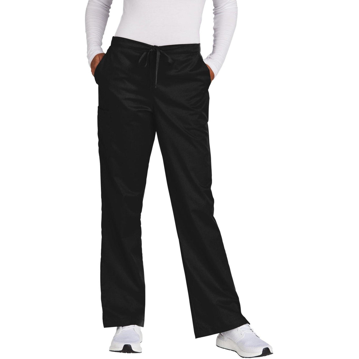no-logo WonderWink Ladies Tall WorkFlex Flare Leg Cargo Pant - SOLD BLANK-Regular-Wonderwink-Black-2XLT-Thread Logic
