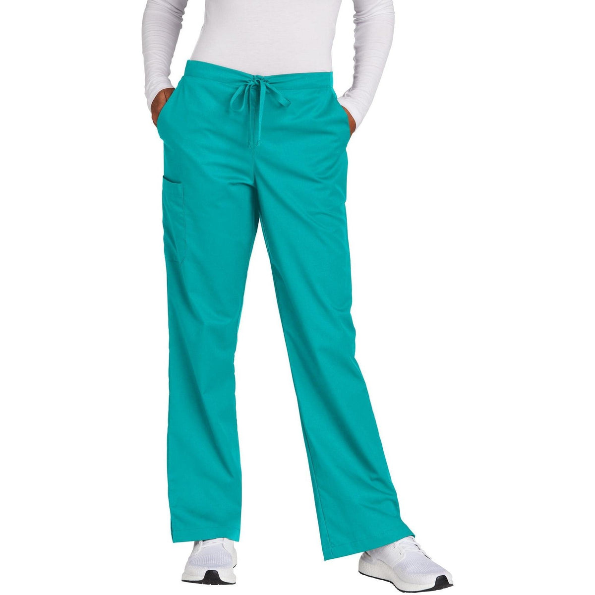 no-logo WonderWink Ladies WorkFlex Flare Leg Cargo Pant - SOLD BLANK-Regular-Wonderwink-Teal Blue-2XL-Thread Logic