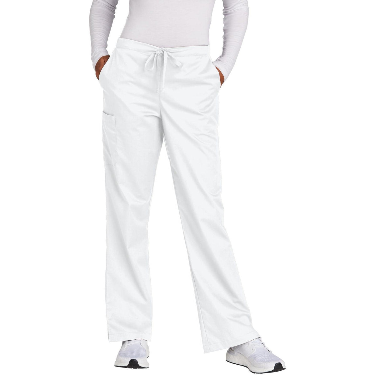 no-logo WonderWink Ladies WorkFlex Flare Leg Cargo Pant - SOLD BLANK-Regular-Wonderwink-White-2XL-Thread Logic
