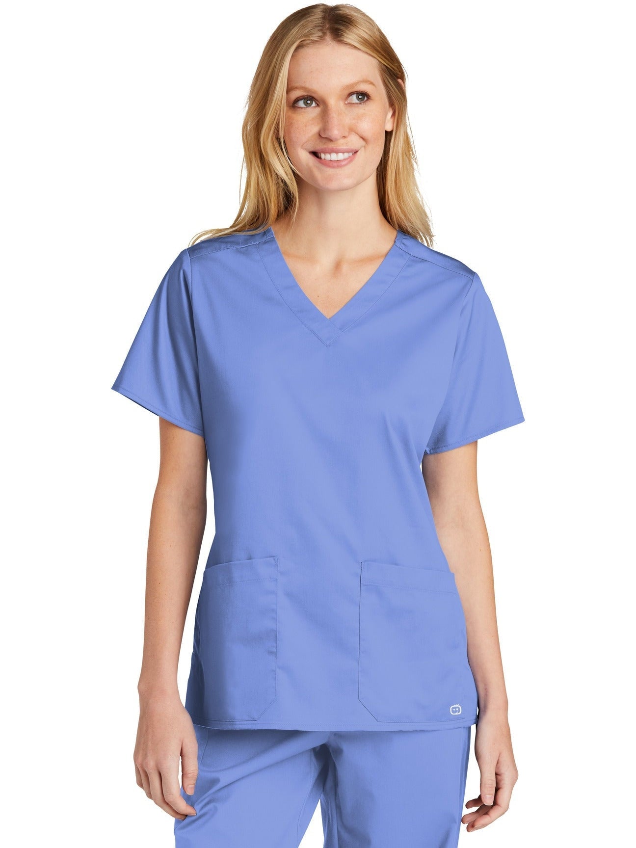 no-logo WonderWink Ladies WorkFlex V-Neck Top-Regular-Wonderwink-Ceil Blue-2XL-Thread Logic