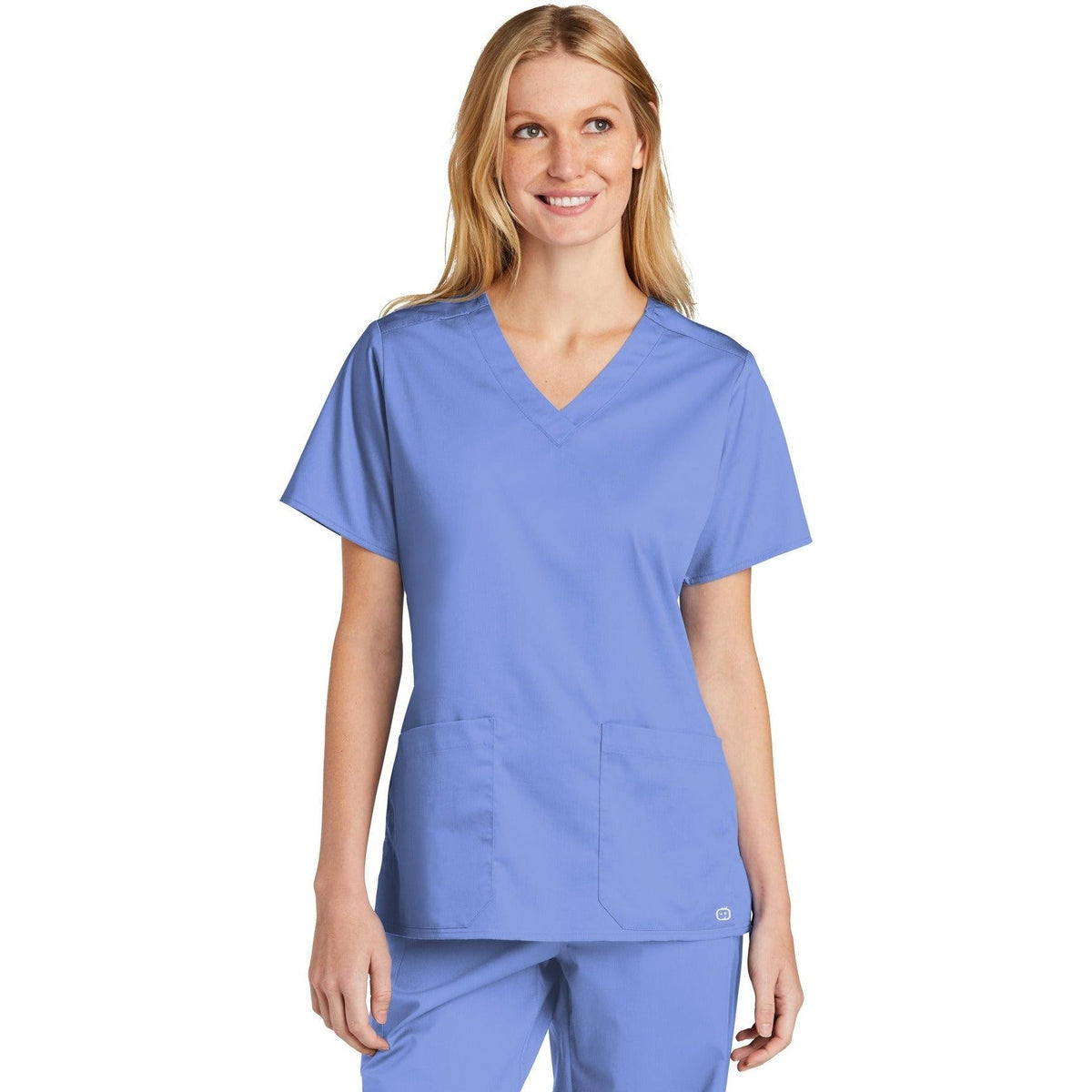 no-logo WonderWink Ladies WorkFlex V-Neck Top-Regular-Wonderwink-Ceil Blue-2XL-Thread Logic