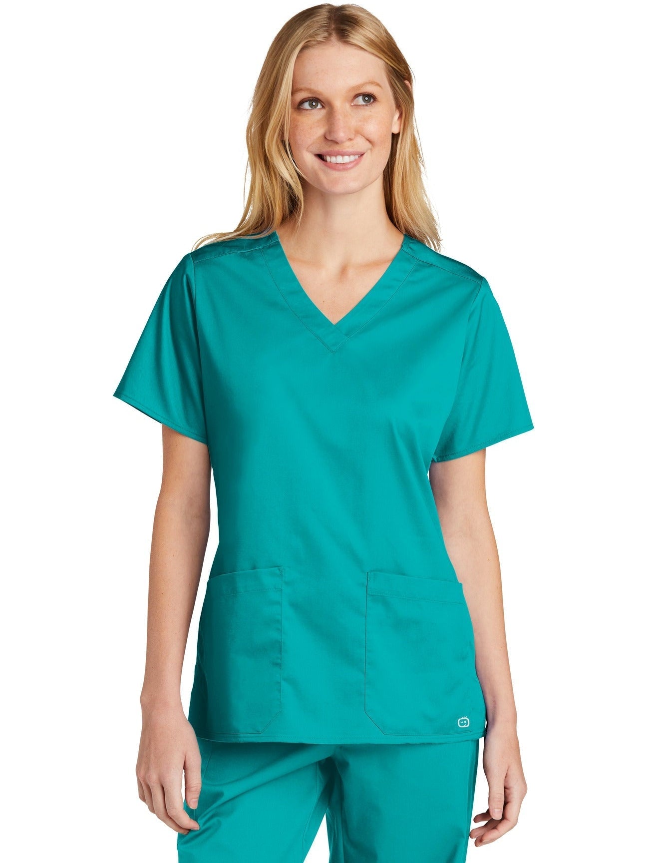 no-logo WonderWink Ladies WorkFlex V-Neck Top-Regular-Wonderwink-Teal Blue-2XL-Thread Logic