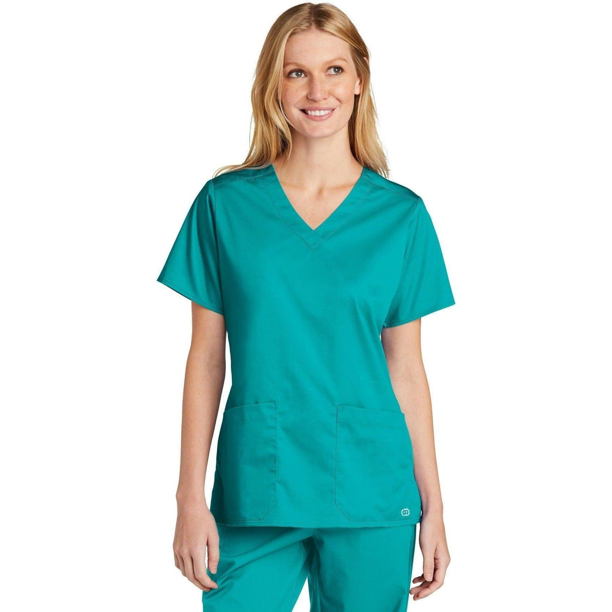 no-logo WonderWink Ladies WorkFlex V-Neck Top-Regular-Wonderwink-Teal Blue-2XL-Thread Logic