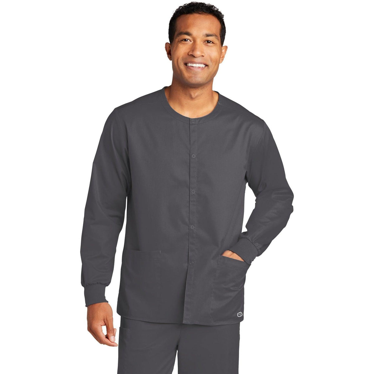 no-logo WonderWink Unisex WorkFlex Snap-Front Scrub Jacket-Regular-Wonderwink-Thread Logic