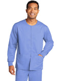 no-logo WonderWink Unisex WorkFlex Snap-Front Scrub Jacket-Regular-Wonderwink-Ceil Blue-2XL-Thread Logic