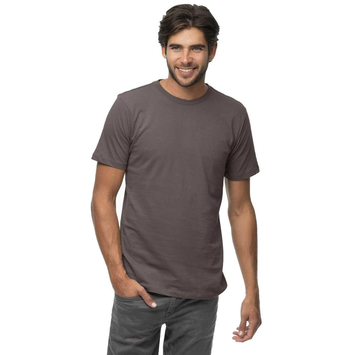 no-logo  econscious 4.4 oz. Ringspun Fashion T-Shirt-Men's T Shirts-econscious-Charcoal-S-Thread Logic