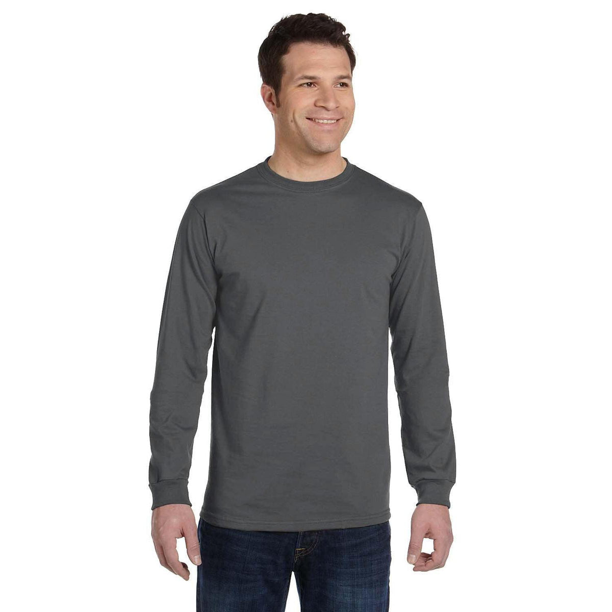 no-logo  econscious 5.5 oz., 100% Organic Cotton Classic Long-Sleeve T-Shirt-Men's T Shirts-econscious-Charcoal-S-Thread Logic