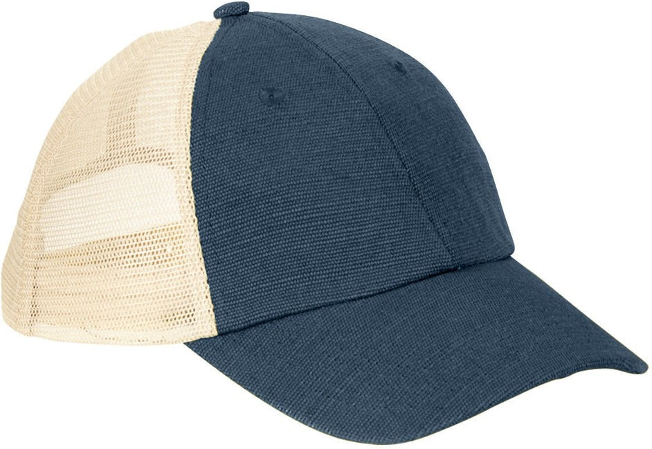  econscious 6.8 oz. Hemp Washed Soft Mesh Trucker-Caps-econscious-Navy/Oyster-OSFA-Thread Logic no-logo
