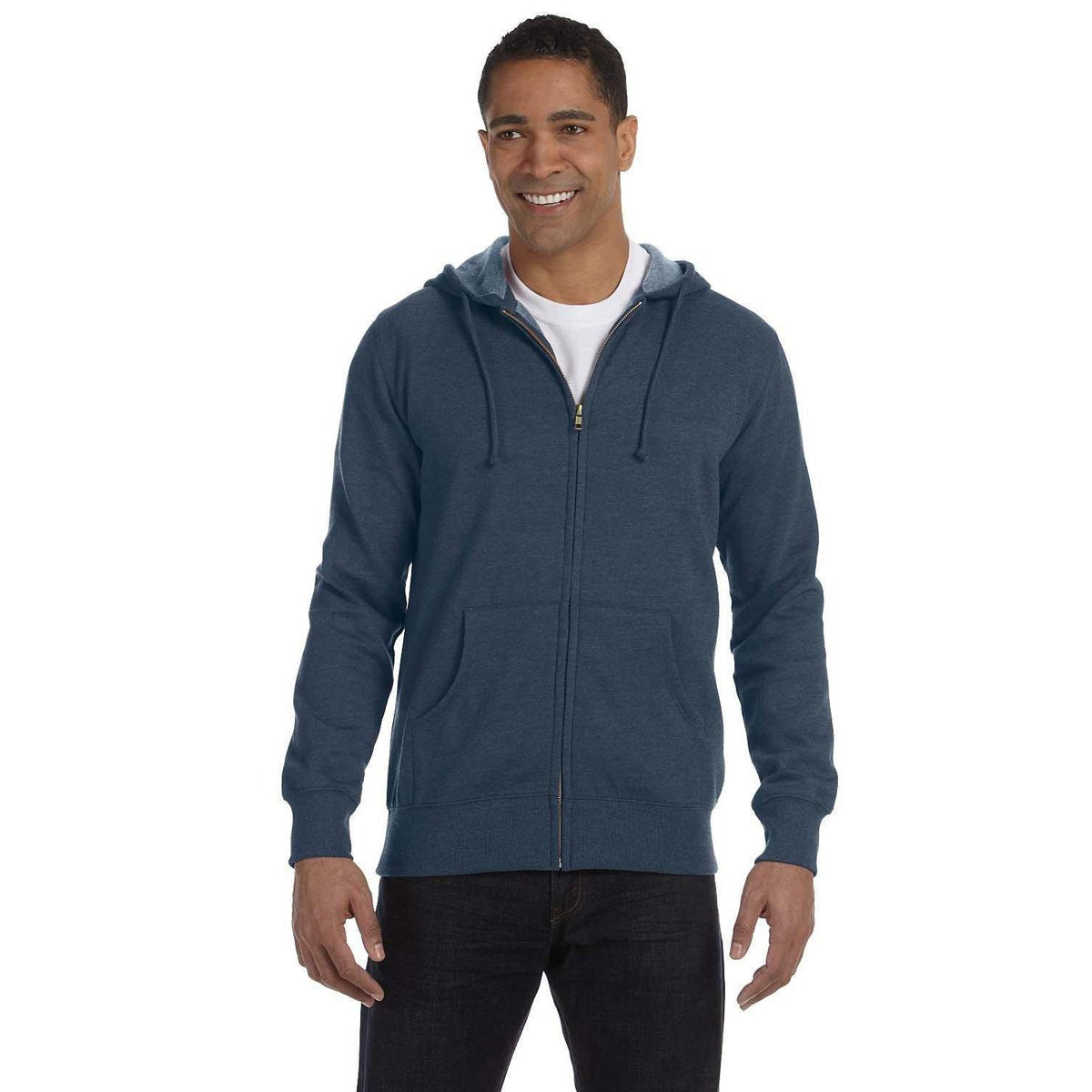no-logo  econscious 7 oz. Organic/Recycled Heathered Full-Zip Hood-Men's Layering-econscious-Water-S-Thread Logic