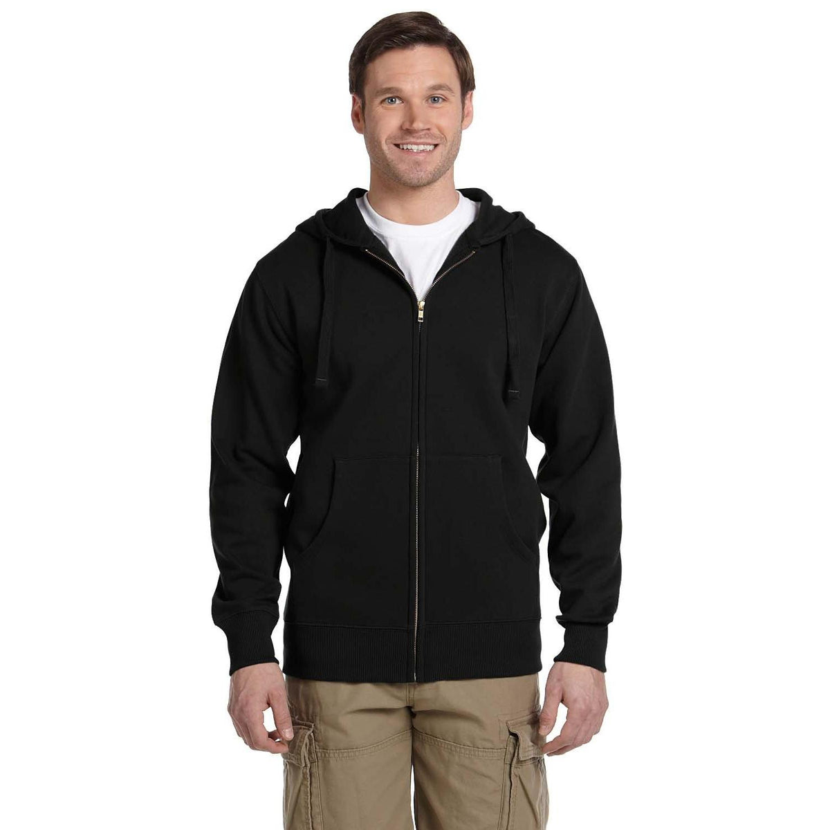 no-logo  econscious 9 oz. Organic/Recycled Full-Zip Hood-Men's Layering-econscious-Black-S-Thread Logic
