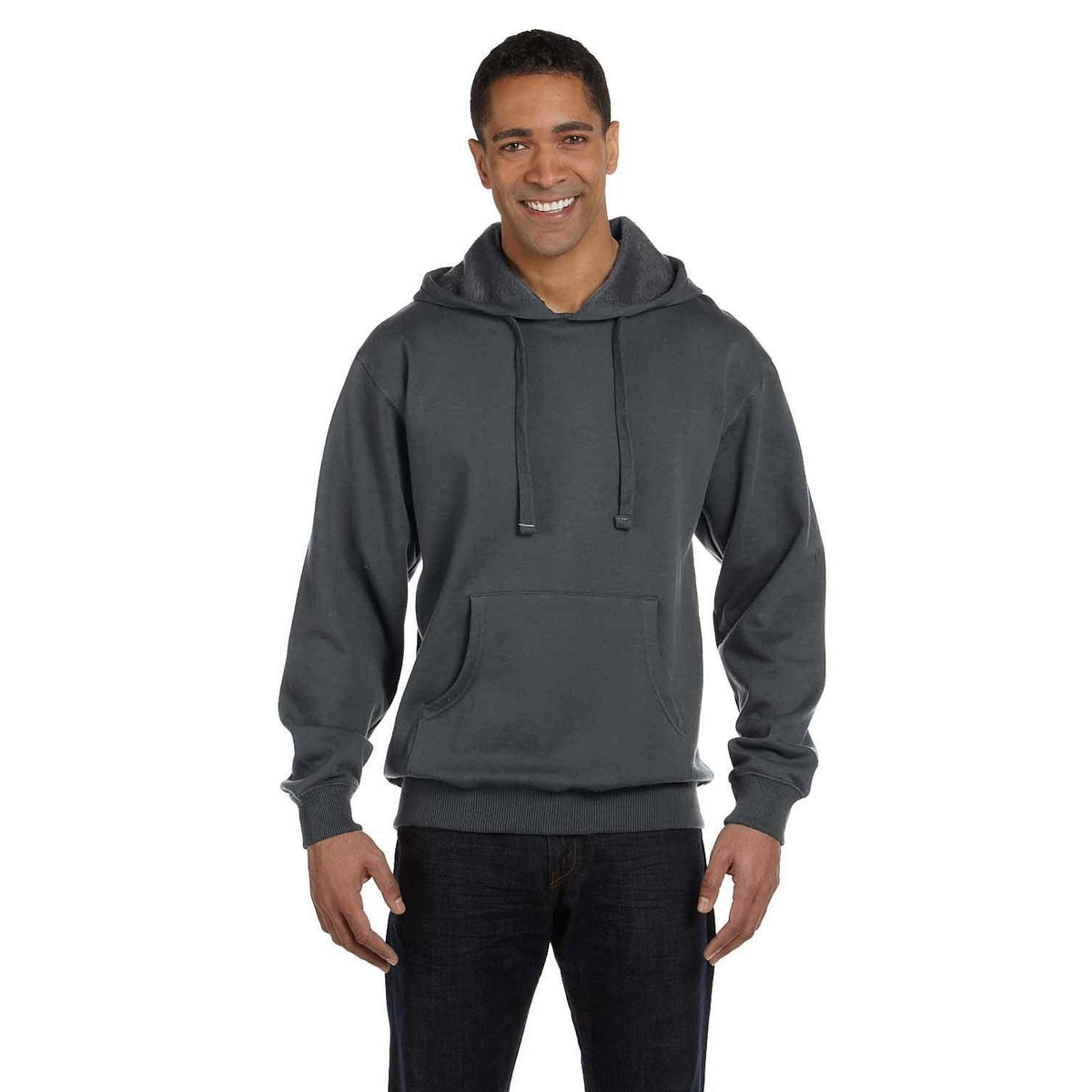 no-logo  econscious 9 oz. Organic/Recycled Pullover Hood-Men's Layering-econscious-Charcoal-S-Thread Logic