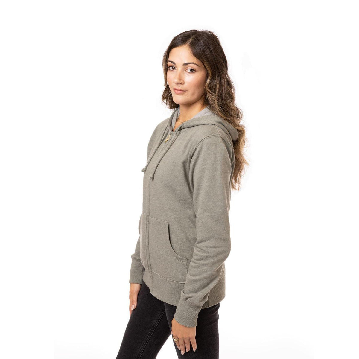 no-logo econscious Ladies 7 oz. Organic/Recycled Heathered Fleece Full-Zip Hood-Ladies Layering-econscious-Thread Logic