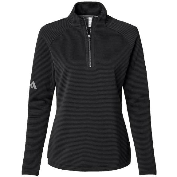 no-logo Adidas Ladies Spacer Quarter-Zip Pullover-Adidas-Black-S-Thread Logic